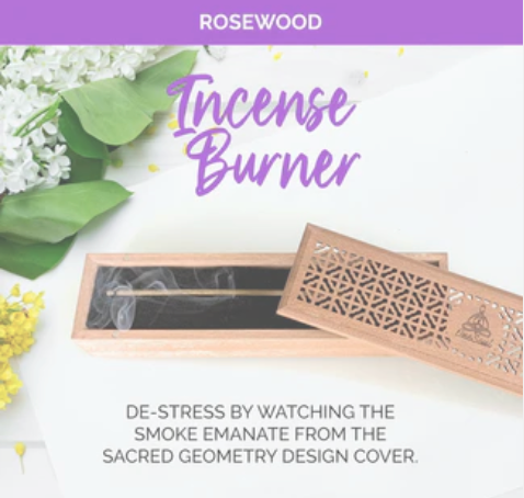 Bamboo Ash Catcher & Wooden Incense Burner Holder with Storage Drawer