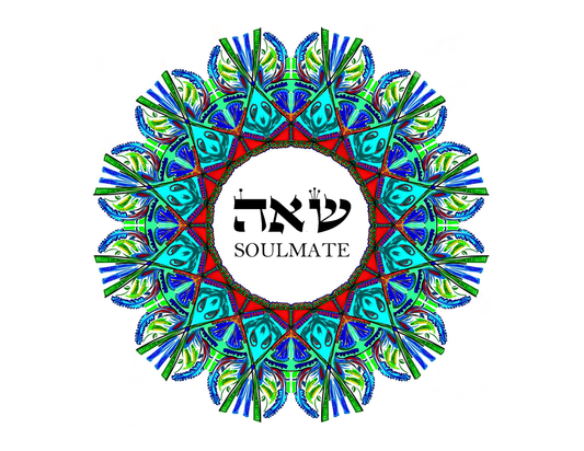 Hebrew Letter Art: Soulmate Flower 8x10 by Yosef Antebi