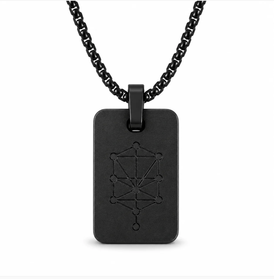 Nano Zohar Necklace - Full 23 Volume Aramaic Zohar Nano Inscribed Kabbalah Jewelry | Obsidian Noir, Lumina, Eclipse Editions | Aluminum Frame Stainless Steel Chain