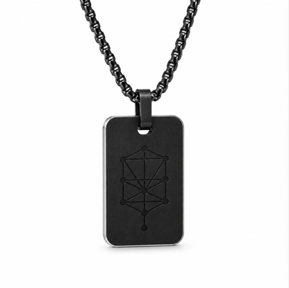 Nano Zohar Necklace - Full 23 Volume Aramaic Zohar Nano Inscribed Kabbalah Jewelry | Obsidian Noir, Lumina, Eclipse Editions | Aluminum Frame Stainless Steel Chain
